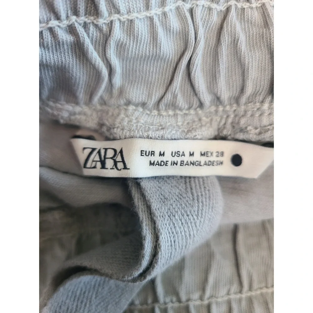ZARA Linen Blend Joggers Women Pants M Crop Coastal Bohemian Minimalist Beach